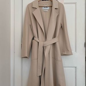 MaxMara Labbro Cashmere Blend Belted Coat /Sand